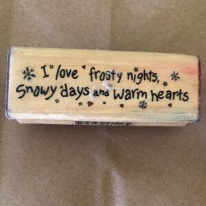 vtg I love Frosty Nights Rubber Stamp